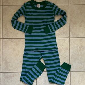 Hanna Andersson Green and Blue Striped Pajama Set